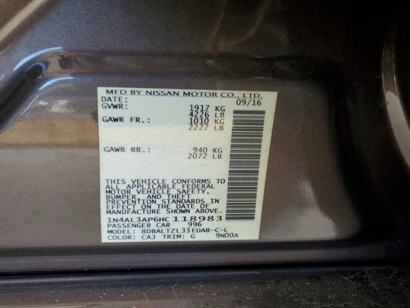 53356476 :رقم المزاد ، 1N4AL3AP6HC118983 vin ، 2017 Nissan Altima مزاد بيع