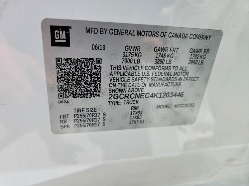 53576406 :رقم المزاد ، 2GCRCNEC4K1203446 vin ، 2019 Chevrolet Silverado Ld مزاد بيع