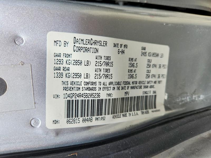 Продажа на аукционе авто 2005 Dodge Grand Caravan, vin: 1D4GP24R45B205236, номер лота: 52948756