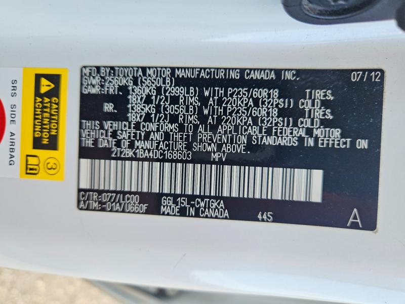 Продажа на аукционе авто 2013 Lexus Rx 350, vin: 2T2BK1BA4DC168603, номер лота: 51021696