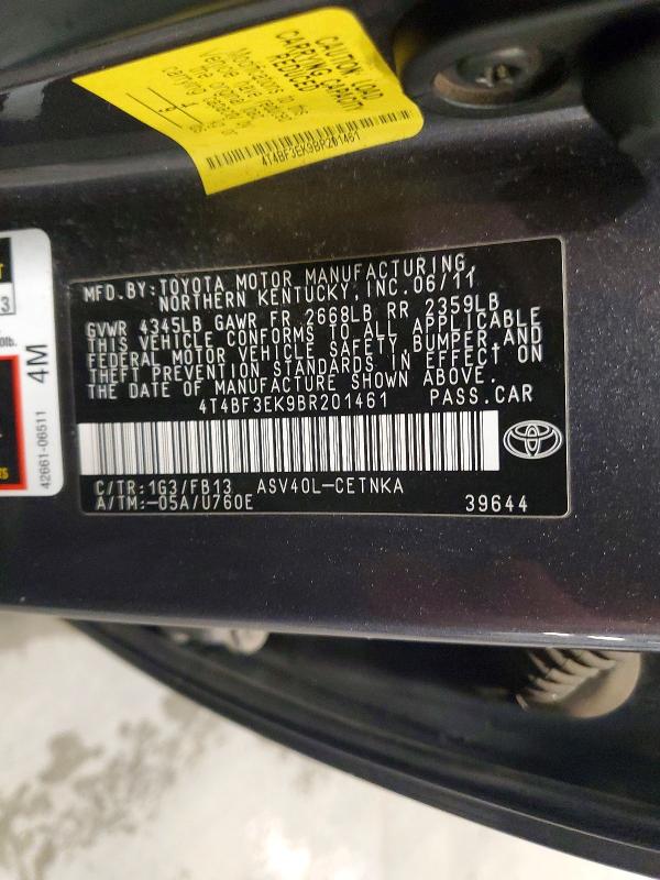 52347496 :رقم المزاد ، 4T4BF3EK9BR201461 vin ، 2011 Toyota Camry مزاد بيع