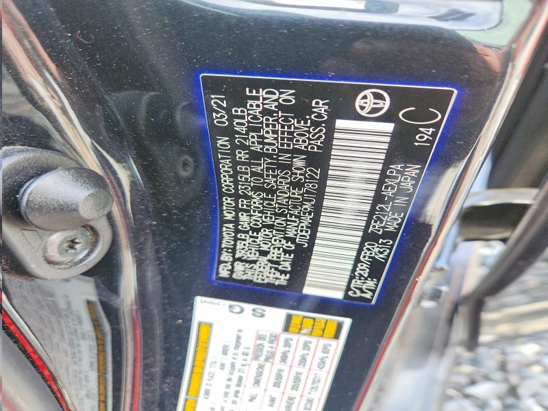 Aukcja sprzedaży 2021 Toyota Corolla, vin: JTDEPMAE9MJ178122, numer aukcji: 54862476