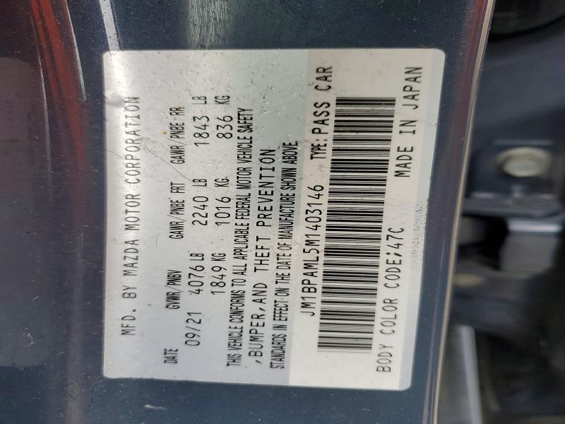 53234116 :رقم المزاد ، JM1BPAML5M1403146 vin ، 2021 Mazda 3 مزاد بيع