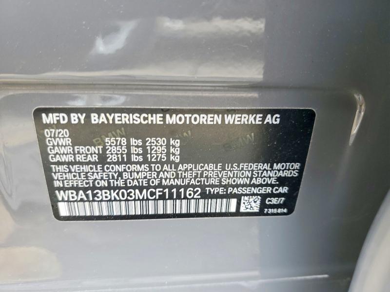 Aukcja sprzedaży 2021 Bmw M550xi, vin: WBA13BK03MCF11162, numer aukcji: 52353536