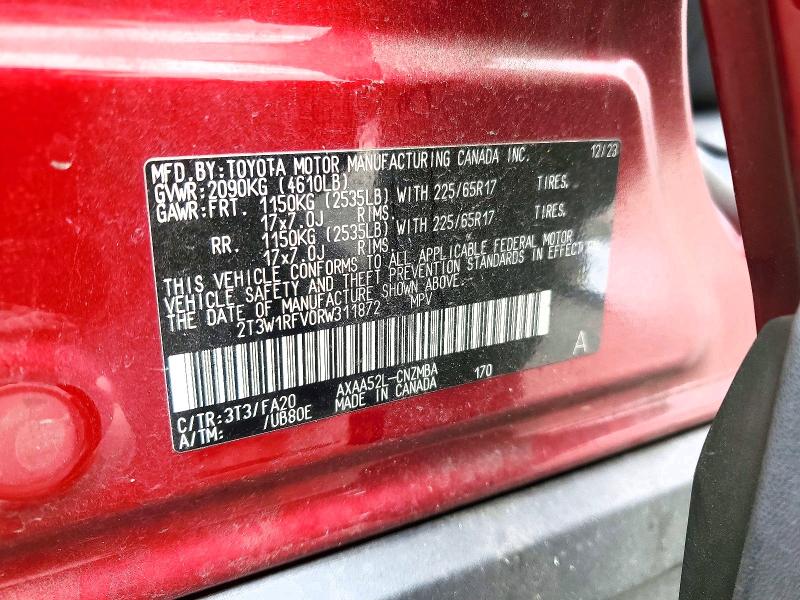 52958826 :رقم المزاد ، 2T3W1RFV0RW311872 vin ، 2024 Toyota Rav4 مزاد بيع