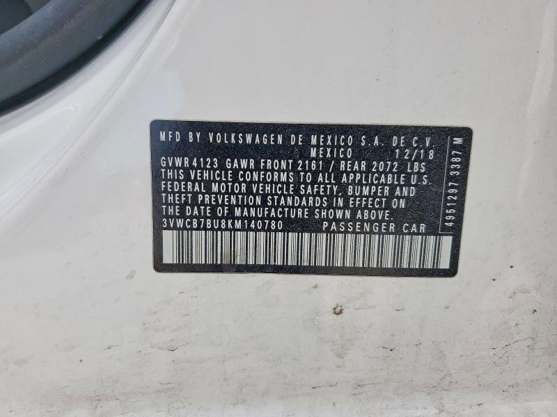 Продажа на аукционе авто 2019 Volkswagen Jetta, vin: 3VWCB7BU8KM140780, номер лота: 53411956