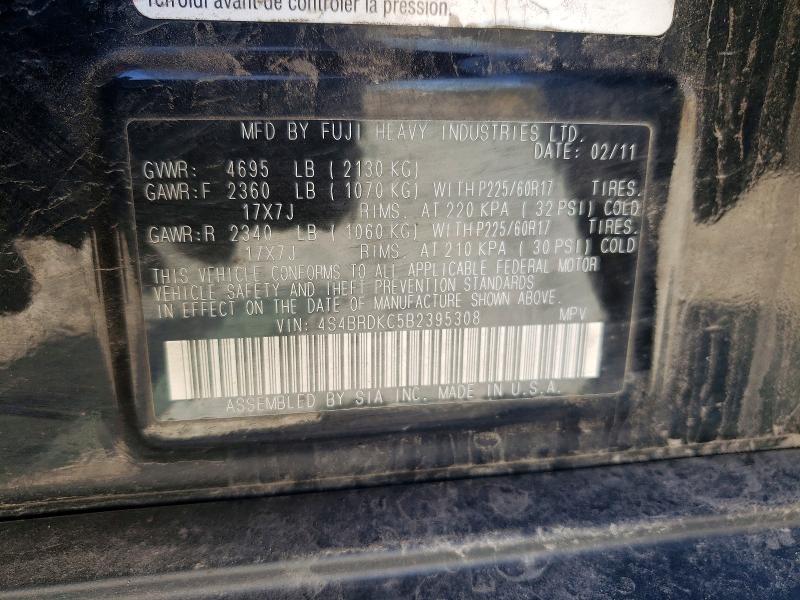 52270776 :رقم المزاد ، 4S4BRDKC5B2395308 vin ، 2011 Subaru Outback مزاد بيع