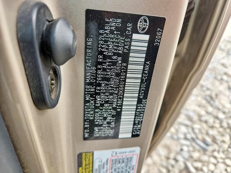 Продажа на аукционе авто 2006 Toyota Camry, vin: 4T1BE32K66U160178, номер лота: 52088406