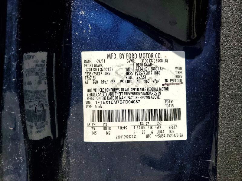 Aukcja sprzedaży 2011 Ford F150, vin: 1FTEX1EM7BFD04087, numer aukcji: 53534916