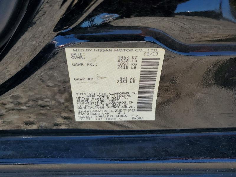 Продаж на аукціоні авто 2019 Nissan Altima, vin: 1N4BL4BV1KC175770, номер лоту: 53551026