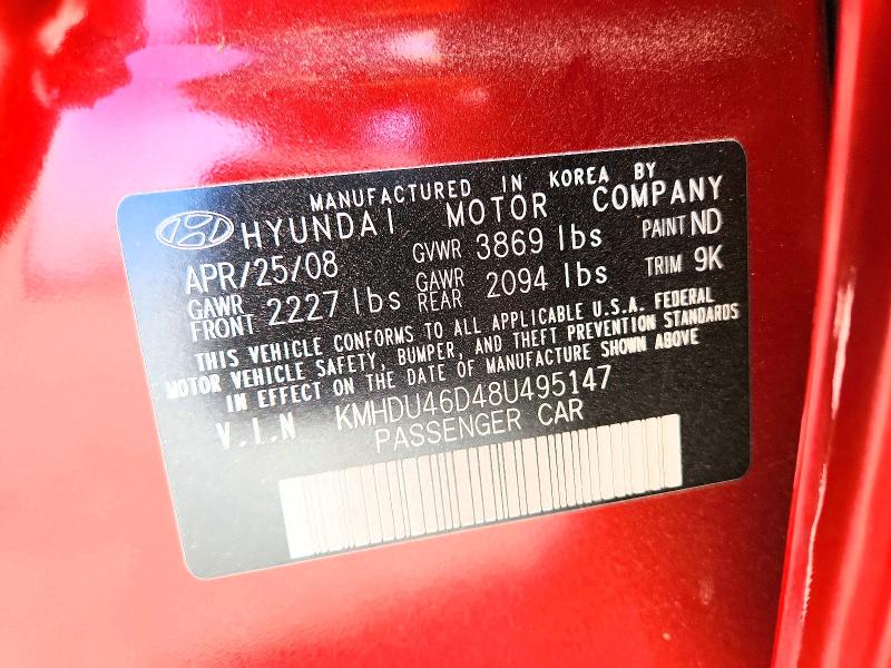 Продаж на аукціоні авто 2008 Hyundai Elantra, vin: KMHDU46D48U495147, номер лоту: 52079866
