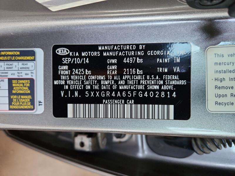 Aukcja sprzedaży 2015 Kia Optima, vin: 5XXGR4A65FG402814, numer aukcji: 54972886