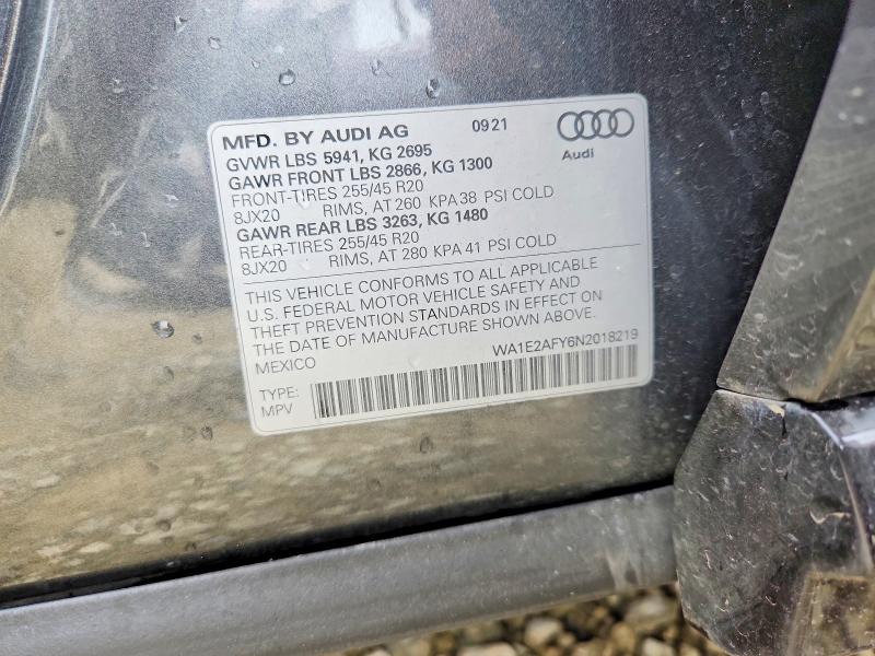 55458016 :رقم المزاد ، WA1E2AFY6N2018219 vin ، 2022 Audi Q5 E مزاد بيع