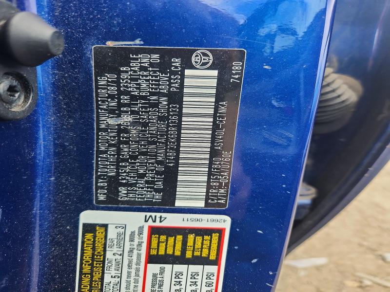 2011 Toyota Camry მანქანა იყიდება აუქციონზე, vin: 4T4BF3EK6BR136133, აუქციონის ნომერი: 54947826