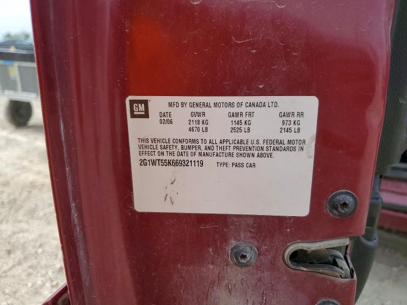 52380556 :رقم المزاد ، 2G1WT55K669321119 vin ، 2006 Chevrolet Impala مزاد بيع