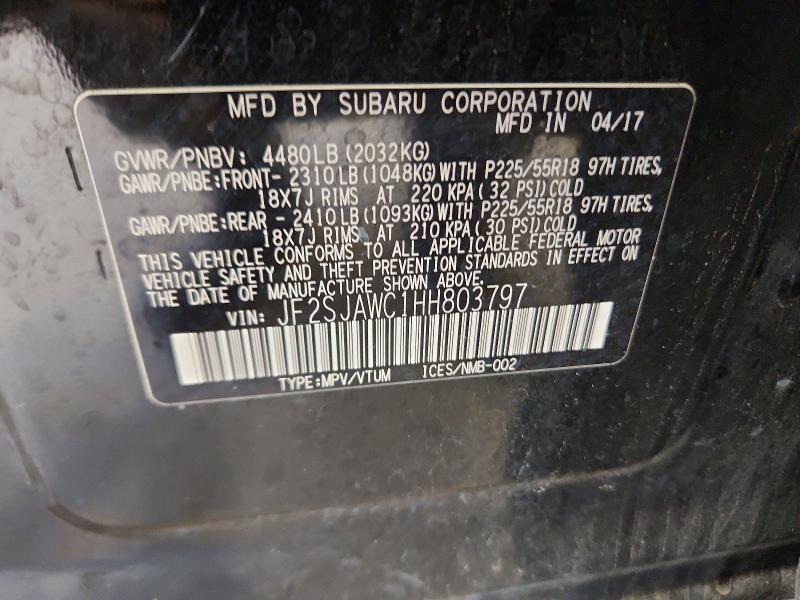 Aukcja sprzedaży 2017 Subaru Forester, vin: JF2SJAWC1HH803797, numer aukcji: 52725446