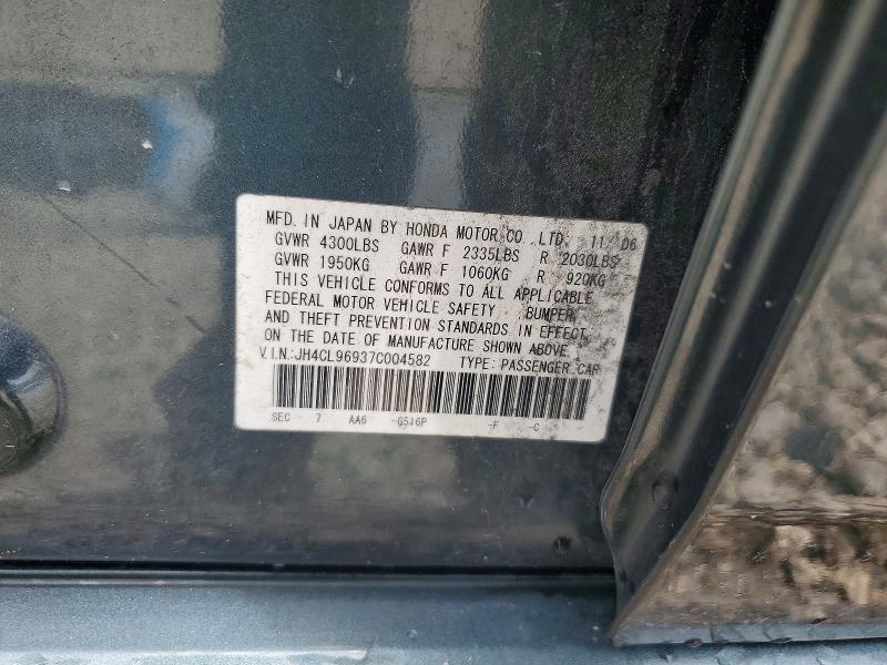 53457146 :رقم المزاد ، JH4CL96937C004582 vin ، 2007 Acura Tsx مزاد بيع