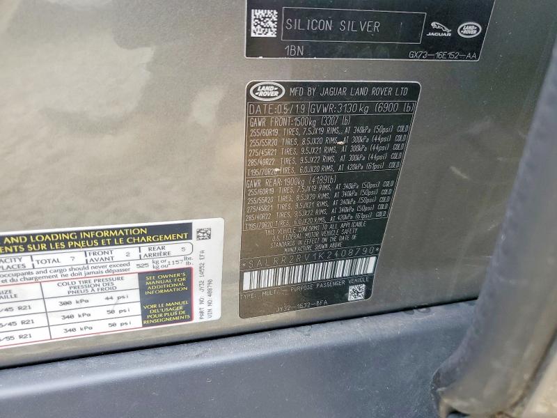 Aukcja sprzedaży 2019 Land Rover Discovery, vin: SALRR2RV1K2408790, numer aukcji: 55203696