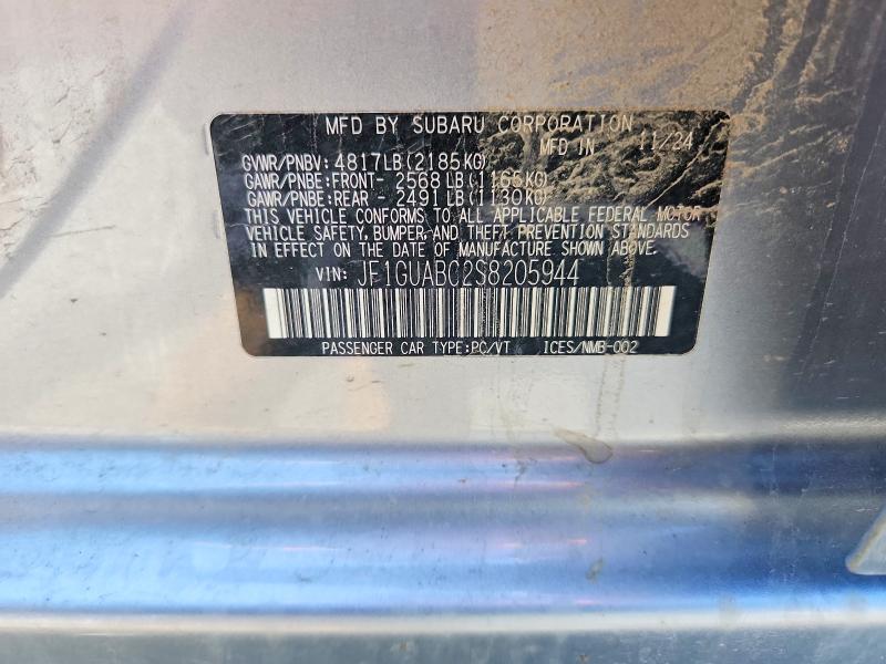 Продаж на аукціоні авто 2025 Subaru Impreza, vin: JF1GUABC2S8205944, номер лоту: 54792936