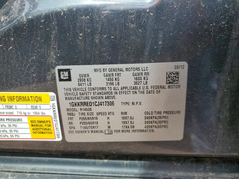 Продажа на аукционе авто 2012 Gmc Acadia, vin: 1GKKRRED1CJ417306, номер лота: 53348056