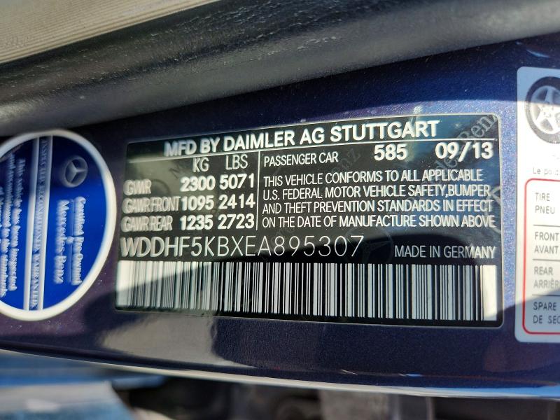 54174776 :رقم المزاد ، WDDHF5KBXEA895307 vin ، 2014 Mercedes-benz E مزاد بيع