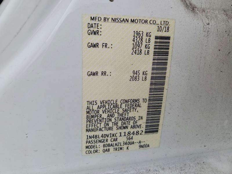 Продажа на аукционе авто 2019 Nissan Altima, vin: 1N4BL4DV1KC118482, номер лота: 54140406