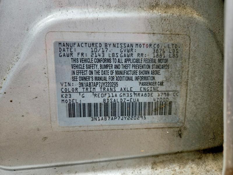 Aukcja sprzedaży 2018 Nissan Sentra, vin: 3N1AB7AP7JY220295, numer aukcji: 54604106