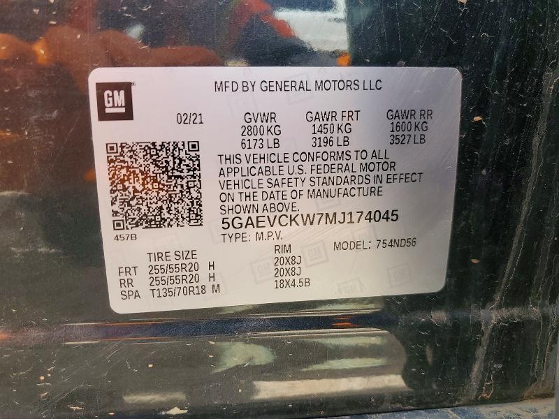 Aukcja sprzedaży 2021 Buick Enclave, vin: 5GAEVCKW7MJ174045, numer aukcji: 51485856
