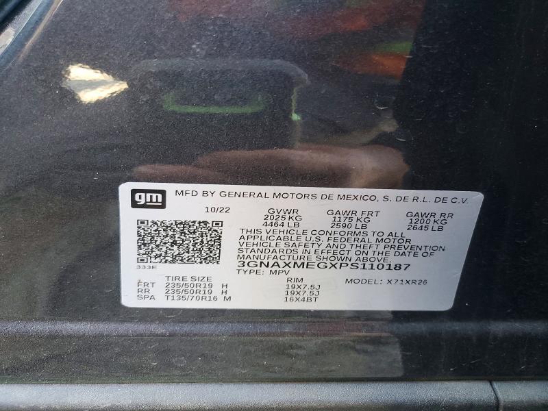 Aukcja sprzedaży 2023 Chevrolet Equinox, vin: 3GNAXMEGXPS110187, numer aukcji: 52528486