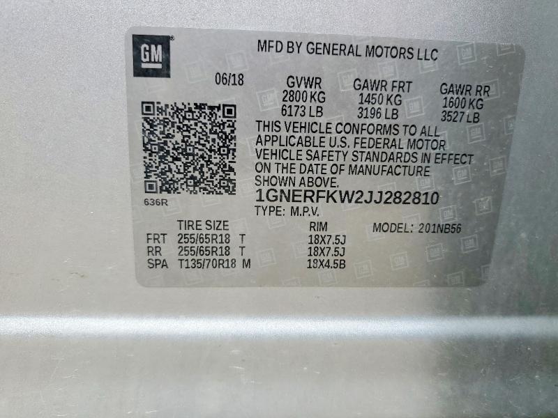 2018 Chevrolet Traverse მანქანა იყიდება აუქციონზე, vin: 1GNERFKW2JJ282810, აუქციონის ნომერი: 54141396