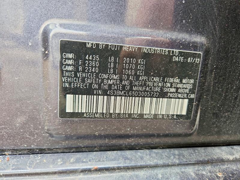 52092206 :رقم المزاد ، 4S3BMCL65D3005732 vin ، 2013 Subaru Legacy مزاد بيع