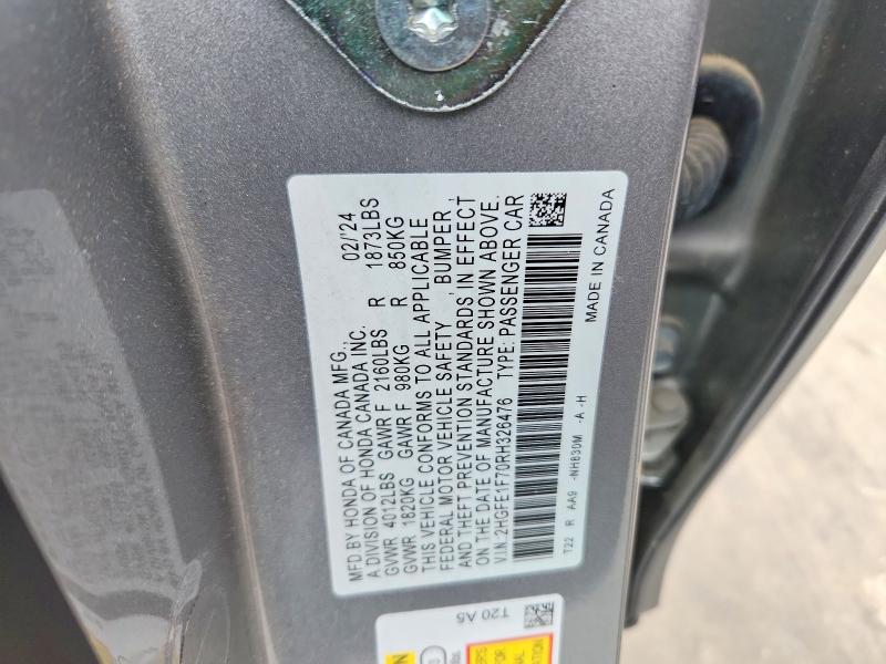 Продажа на аукционе авто 2024 Honda Civic, vin: 2HGFE1F70RH326476, номер лота: 52914136