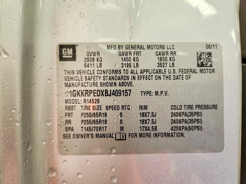 Aukcja sprzedaży 2011 Gmc Acadia, vin: 1GKKRPEDXBJ409157, numer aukcji: 54130956