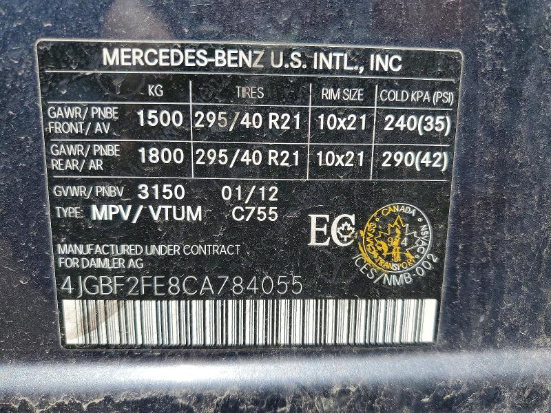 Продаж на аукціоні авто 2012 Mercedes-benz Gl, vin: 4JGBF2FE8CA784055, номер лоту: 53357296