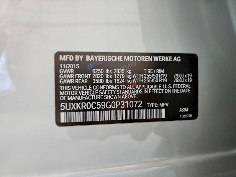 52877416 :رقم المزاد ، 5UXKR0C59G0P31072 vin ، 2016 Bmw X5 مزاد بيع