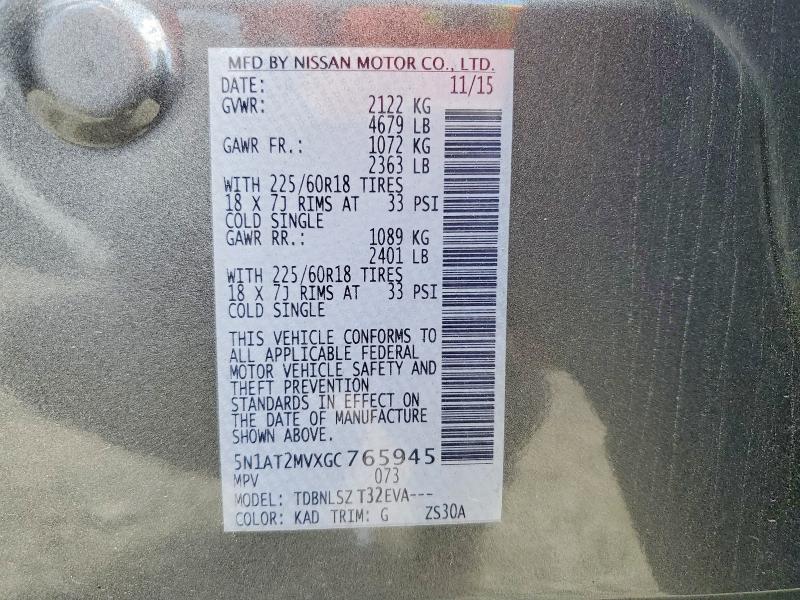 Продажа на аукционе авто 2016 Nissan Rogue, vin: 5N1AT2MVXGC765945, номер лота: 53988276