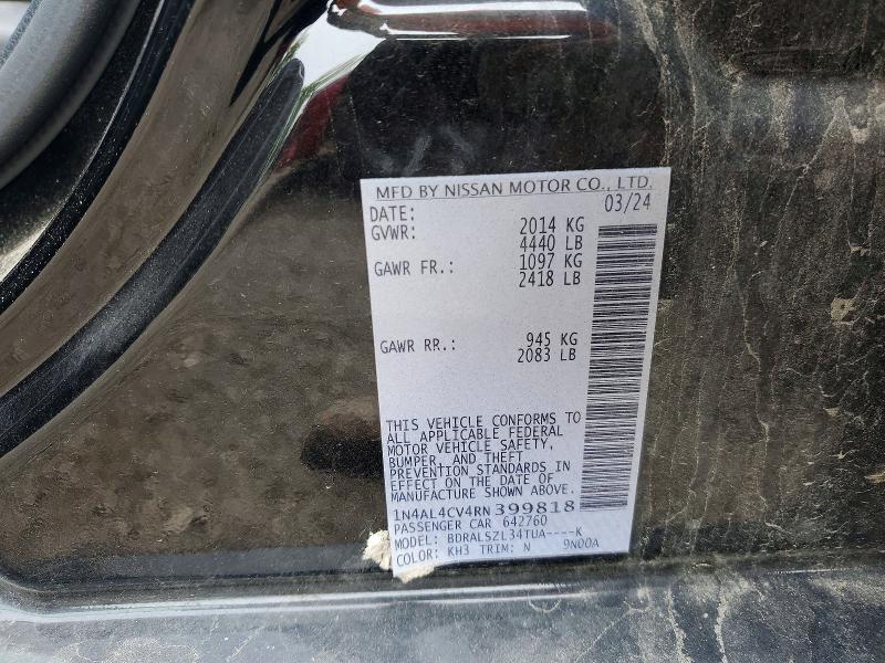 2024 Nissan Altima მანქანა იყიდება აუქციონზე, vin: 1N4AL4CV4RN399818, აუქციონის ნომერი: 52538536