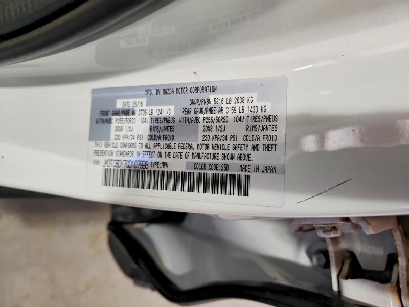 2016 Mazda Cx-9 მანქანა იყიდება აუქციონზე, vin: JM3TCBDY7G0107998, აუქციონის ნომერი: 54199996