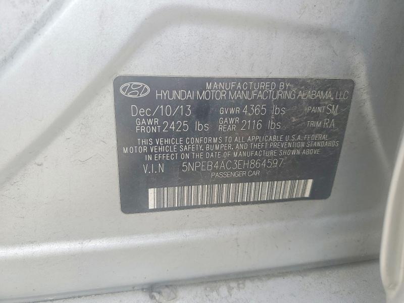 Auction sale of the 2014 Hyundai Sonata, vin: 5NPEB4AC3EH864597, lot number: 51835476