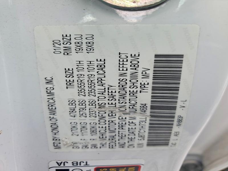 2020 Acura Rdx მანქანა იყიდება აუქციონზე, vin: 5J8TC1H73LL014684, აუქციონის ნომერი: 53354526
