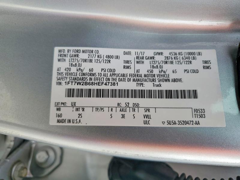 Aukcja sprzedaży 2017 Ford F250, vin: 1FT7W2B68HEF47381, numer aukcji: 51985956