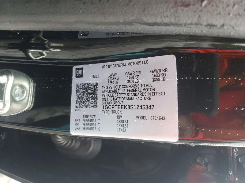 2025 Chevrolet Colorado მანქანა იყიდება აუქციონზე, vin: 1GCPTEEK8S1245347, აუქციონის ნომერი: 52240766