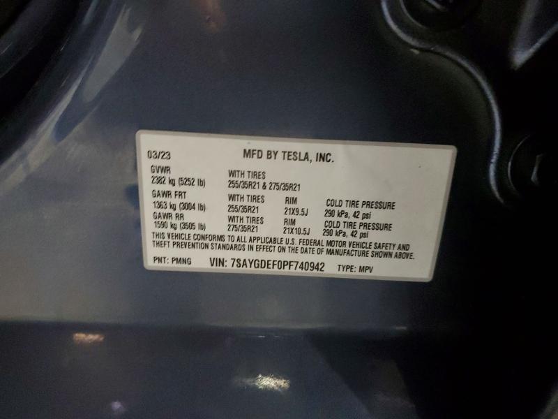 Продажа на аукционе авто 2023 Tesla Model Y, vin: 7SAYGDEF0PF740942, номер лота: 52232816