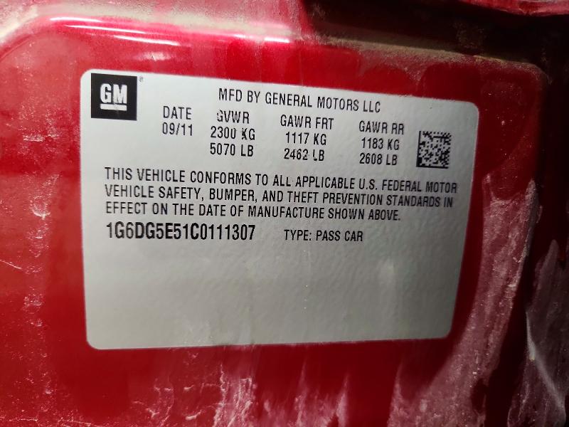 Продажа на аукционе авто 2012 Cadillac Cts, vin: 1G6DG5E51C0111307, номер лота: 53405826