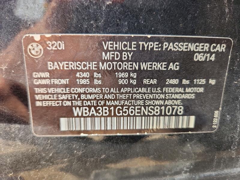 Aukcja sprzedaży 2014 Bmw 320, vin: WBA3B1G56ENS81078, numer aukcji: 52527526