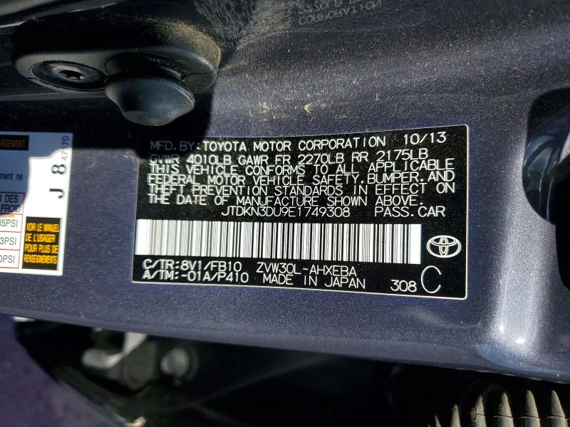 2014 Toyota Prius მანქანა იყიდება აუქციონზე, vin: JTDKN3DU9E1749308, აუქციონის ნომერი: 55548706