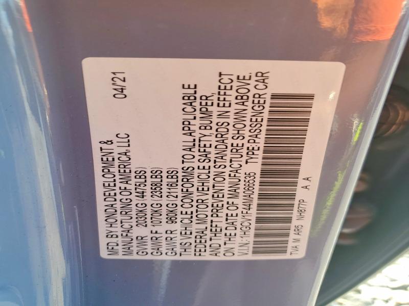 2021 Honda Accord მანქანა იყიდება აუქციონზე, vin: 1HGCV1F44MA066535, აუქციონის ნომერი: 53540966