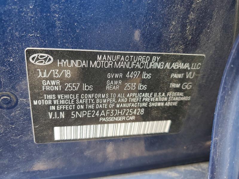 Aukcja sprzedaży 2018 Hyundai Sonata, vin: 5NPE24AF3JH725428, numer aukcji: 53293546