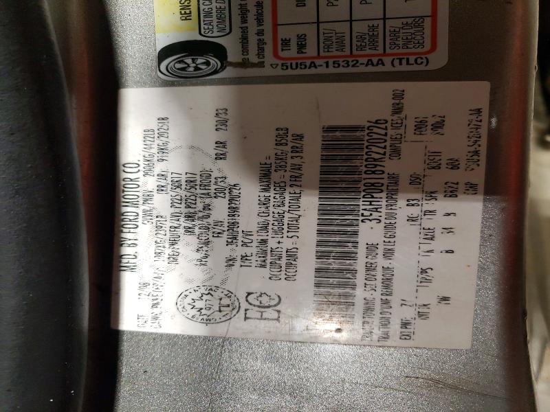 53220686 :رقم المزاد ، 3FAHP08189R220226 vin ، 2009 Ford Fusion مزاد بيع