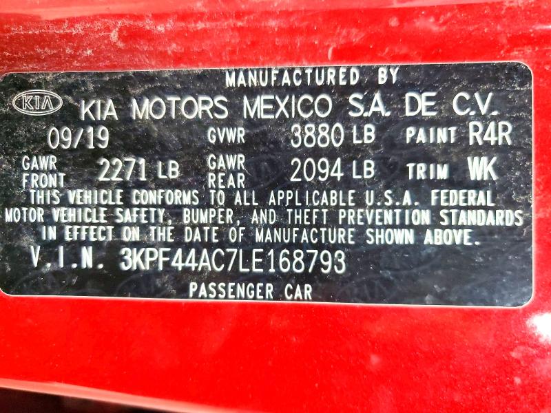 Продаж на аукціоні авто 2020 Kia Forte, vin: 3KPF44AC7LE168793, номер лоту: 53748726